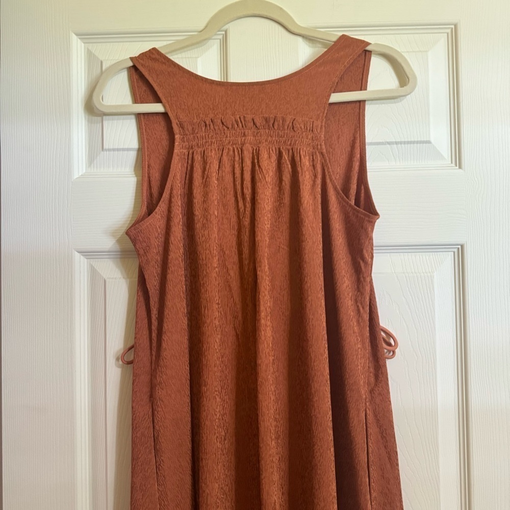 Athleta New Size S Copper Brown Echo Sleeveless Pockets Midi Dress MSRP $129 - Picture 7 of 11